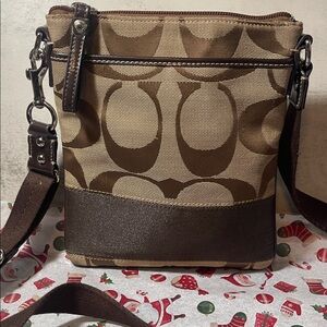 Coach Brown Crossbody Bag with Signature Pattern